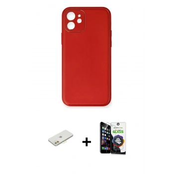 MARSİLYAN™- iPhone 12 Mini Kılıf Yadigar Klasik - Şeffaf Temperli Cam Ekran Koruyucu + Renkli Kamera Lens Koruma Cam - TU
