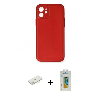 MARSİLYAN™- iPhone 12 Mini Kılıf Yadigar Klasik - Siyah Polymer Nano Ekran Koruyucu + Renkli Kamera Lens Koruma Cam - SI