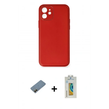 MARSİLYAN™- iPhone 12 Mini Kılıf Yadigar Klasik - Siyah Polymer Nano Ekran Koruyucu + Shine Kamera Lens Koruma Cam - GD