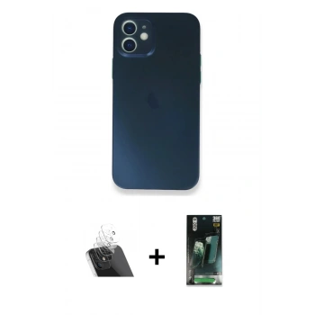 MARSİLYAN™- iPhone 12 Mini Kılıf Yadigar Yansıma Serisi - Şeffaf 360 Full Body Arka Koruyucu + Kamera Lens Koruma Cam - SF