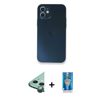 MARSİLYAN™- iPhone 12 Mini Kılıf Yadigar Yansıma Serisi - Şeffaf Royal Nano Ekran Koruyucu + Raze Metal Kamera Lens - YL