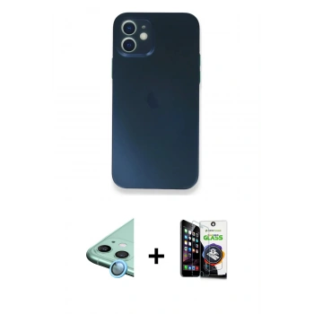 MARSİLYAN™- iPhone 12 Mini Kılıf Yadigar Yansıma Serisi - Şeffaf Temperli Cam Ekran Koruyucu + Raze Metal Kamera Lens - MI