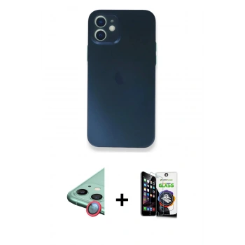 MARSİLYAN™- iPhone 12 Mini Kılıf Yadigar Yansıma Serisi - Şeffaf Temperli Cam Ekran Koruyucu + Raze Metal Kamera Lens - KI