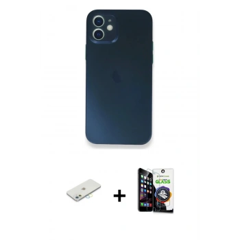 MARSİLYAN™- iPhone 12 Mini Kılıf Yadigar Yansıma Serisi - Şeffaf Temperli Cam Ekran Koruyucu + Renkli Kamera Lens Koruma Cam - SI