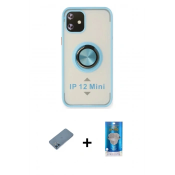MARSİLYAN™- iPhone 12 Mini Kılıf Yörünge Çizgi - Şeffaf Royal Nano Ekran Koruyucu + Shine Kamera Lens Koruma Cam - MI