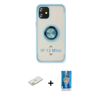 MARSİLYAN™- iPhone 12 Mini Kılıf Yörünge Çizgi - Şeffaf Royal Nano Ekran Koruyucu + Renkli Kamera Lens Koruma Cam - TU