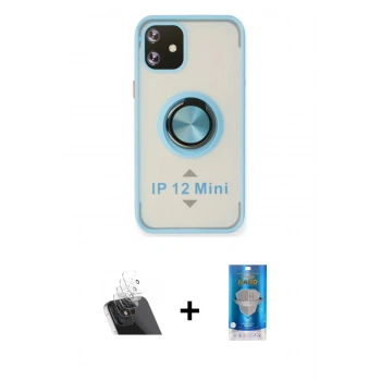 MARSİLYAN™- iPhone 12 Mini Kılıf Yörünge Çizgi - Şeffaf Royal Nano Ekran Koruyucu + Kamera Lens Koruma Cam - SF