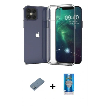 MARSİLYAN™- iPhone 12 Mini Kılıf Zirve Doku - Şeffaf Royal Nano Ekran Koruyucu + Shine Kamera Lens Koruma Cam - MI
