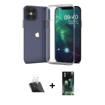 MARSİLYAN™- iPhone 12 Mini Kılıf Zirve Doku - Siyah 360 Mat Full Body Arka Koruyucu + Kamera Lens Koruma Cam - SF
