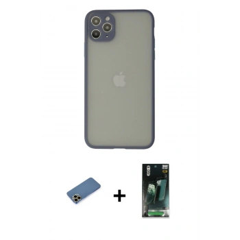 MARSİLYAN™- iPhone 12 Pro Kılıf Ahenk Çizgi Serisi - Şeffaf 360 Full Body Arka Koruyucu + Shine Kamera Lens Koruma Cam - GD