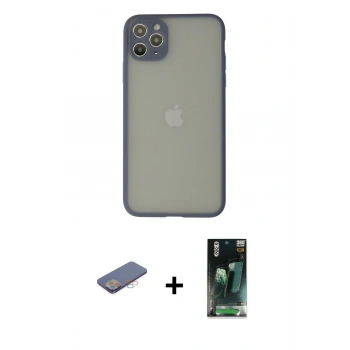 MARSİLYAN™- iPhone 12 Pro Kılıf Ahenk Çizgi Serisi - Şeffaf 360 Full Body Arka Koruyucu + Renkli Kamera Lens Koruma Cam - PE