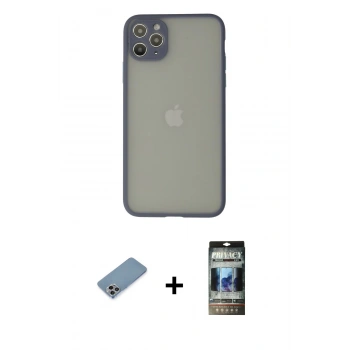MARSİLYAN™- iPhone 12 Pro Kılıf Ahenk Çizgi Serisi - Siyah 34D Hayalet Izgaralı Cam + Shine Kamera Lens Koruma Cam - GI