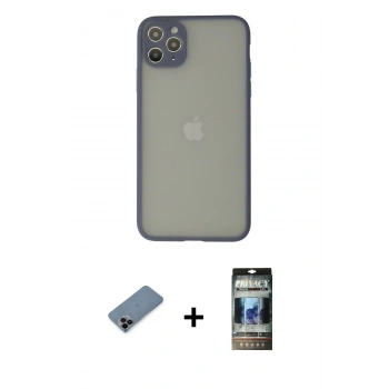 MARSİLYAN™- iPhone 12 Pro Kılıf Ahenk Çizgi Serisi - Siyah 34D Hayalet Izgaralı Cam + Shine Kamera Lens Koruma Cam - SH