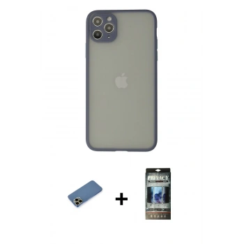MARSİLYAN™- iPhone 12 Pro Kılıf Ahenk Çizgi Serisi - Siyah 34D Hayalet Izgaralı Cam + Shine Kamera Lens Koruma Cam - GD