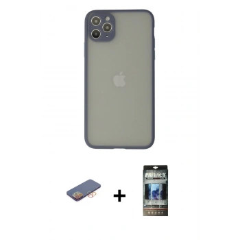 MARSİLYAN™- iPhone 12 Pro Kılıf Ahenk Çizgi Serisi - Siyah 34D Hayalet Izgaralı Cam + Renkli Kamera Lens Koruma Cam - TU