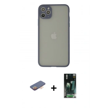 MARSİLYAN™- iPhone 12 Pro Kılıf Ahenk Çizgi Serisi - Siyah 360 Mat Full Body Arka Koruyucu + Renkli Kamera Lens Koruma Cam - TU