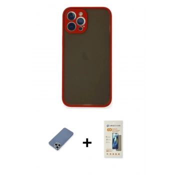 MARSİLYAN™- iPhone 12 Pro Kılıf Ahenk Çizgi Serisi - Siyah 6D Mat Seramik Hayalet Nano Ekran Koruyucu + Metal Kamera Lens Koruma Cam - AKYL