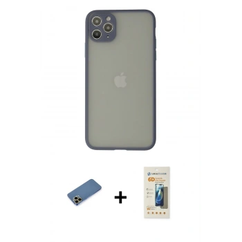 MARSİLYAN™- iPhone 12 Pro Kılıf Ahenk Çizgi Serisi - Siyah 6D Mat Seramik Hayalet Nano Ekran Koruyucu + Shine Kamera Lens Koruma Cam - GD