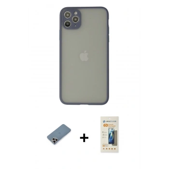 MARSİLYAN™- iPhone 12 Pro Kılıf Ahenk Çizgi Serisi - Siyah 6D Mat Seramik Hayalet Nano Ekran Koruyucu + Metal Kamera Lens Koruma Cam - MR