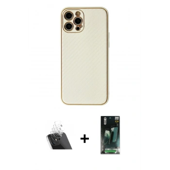 MARSİLYAN™- iPhone 12 Pro Kılıf Ahenk Işık - Şeffaf 360 Full Body Arka Koruyucu + Kamera Lens Koruma Cam - SF