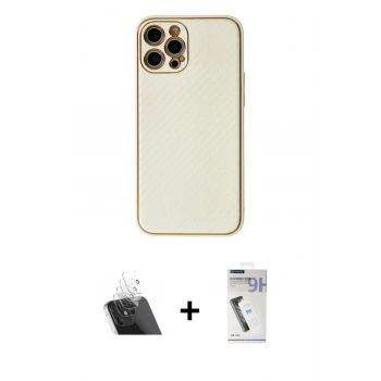 MARSİLYAN™- iPhone 12 Pro Kılıf Ahenk Işık - Şeffaf Uv Polymer Nano Ekran Koruyucu + Kamera Lens Koruma Cam - SF