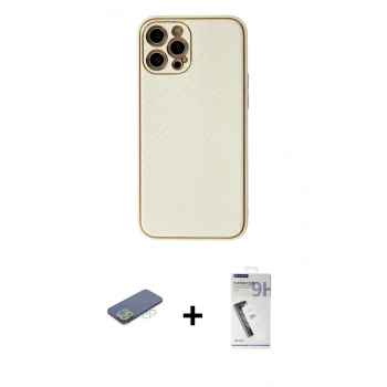 MARSİLYAN™- iPhone 12 Pro Kılıf Ahenk Işık - Şeffaf Uv Polymer Nano Ekran Koruyucu + Renkli Kamera Lens Koruma Cam - YL