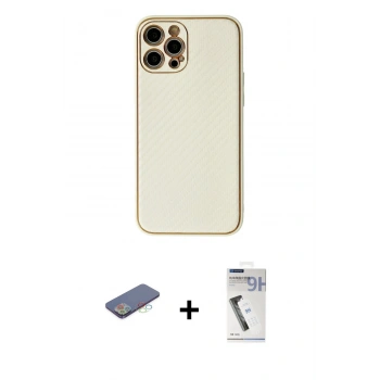 MARSİLYAN™- iPhone 12 Pro Kılıf Ahenk Işık - Şeffaf Uv Polymer Nano Ekran Koruyucu + Renkli Kamera Lens Koruma Cam - MI