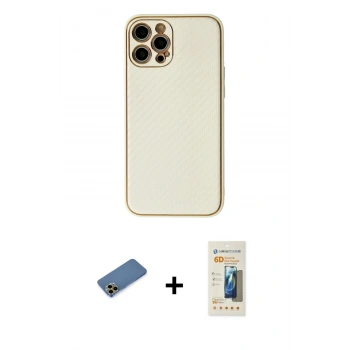 MARSİLYAN™- iPhone 12 Pro Kılıf Ahenk Işık - Siyah 6D Mat Seramik Hayalet Nano Ekran Koruyucu + Shine Kamera Lens Koruma Cam - GD