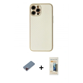 MARSİLYAN™- iPhone 12 Pro Kılıf Ahenk Işık - Siyah 6D Mat Seramik Hayalet Nano Ekran Koruyucu + Metal Kamera Lens Koruma Cam - KI
