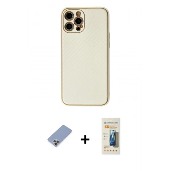MARSİLYAN™- iPhone 12 Pro Kılıf Ahenk Işık - Siyah 6D Mat Seramik Hayalet Nano Ekran Koruyucu + Metal Kamera Lens Koruma Cam - KUYL