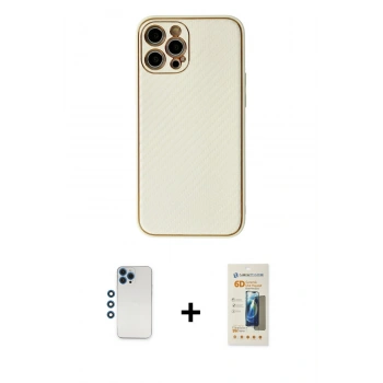 MARSİLYAN™- iPhone 12 Pro Kılıf Ahenk Işık - Siyah 6D Mat Seramik Hayalet Nano Ekran Koruyucu + Shine Kamera Lens - MI