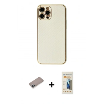 MARSİLYAN™- iPhone 12 Pro Kılıf Ahenk Işık - Siyah 6D Mat Seramik Hayalet Nano Ekran Koruyucu + Shine Kamera Lens Koruma Cam - SABE