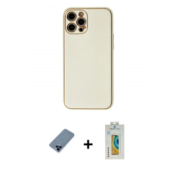 MARSİLYAN™- iPhone 12 Pro Kılıf Ahenk Işık - Siyah Polymer Nano Ekran Koruyucu + Metal Kamera Lens Koruma Cam - MI