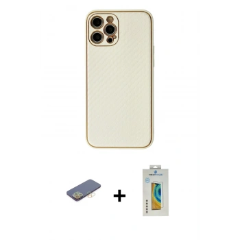 MARSİLYAN™- iPhone 12 Pro Kılıf Ahenk Işık - Siyah Polymer Nano Ekran Koruyucu + Renkli Kamera Lens Koruma Cam - SI