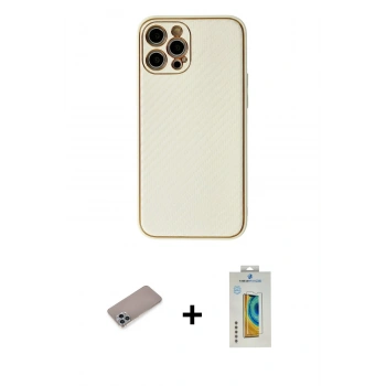 MARSİLYAN™- iPhone 12 Pro Kılıf Ahenk Işık - Siyah Polymer Nano Ekran Koruyucu + Shine Kamera Lens Koruma Cam - SABE