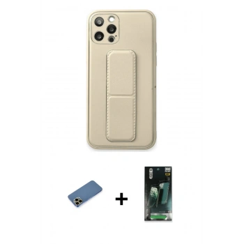 MARSİLYAN™- iPhone 12 Pro Kılıf Akış Doku - Şeffaf 360 Full Body Arka Koruyucu + Shine Kamera Lens Koruma Cam - GD