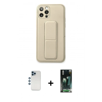 MARSİLYAN™- iPhone 12 Pro Kılıf Akış Doku - Şeffaf 360 Full Body Arka Koruyucu + Shine Kamera Lens - MI