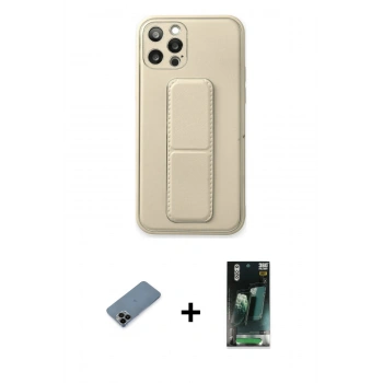 MARSİLYAN™- iPhone 12 Pro Kılıf Akış Doku - Şeffaf 360 Full Body Arka Koruyucu + Shine Kamera Lens Koruma Cam - SH