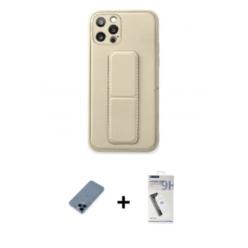 MARSİLYAN™- iPhone 12 Pro Kılıf Akış Doku - Şeffaf Uv Polymer Nano Ekran Koruyucu + Metal Kamera Lens Koruma Cam - MI