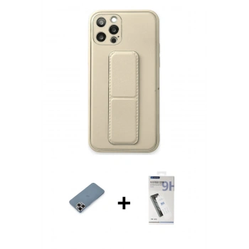 MARSİLYAN™- iPhone 12 Pro Kılıf Akış Doku - Şeffaf Uv Polymer Nano Ekran Koruyucu + Metal Kamera Lens Koruma Cam - MR