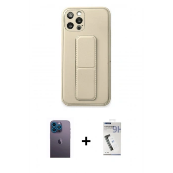 MARSİLYAN™- iPhone 12 Pro Kılıf Akış Doku - Şeffaf Uv Polymer Nano Ekran Koruyucu + Neon Fosforlu Kamera Lens - MI