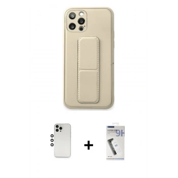 MARSİLYAN™- iPhone 12 Pro Kılıf Akış Doku - Şeffaf Uv Polymer Nano Ekran Koruyucu + Shine Kamera Lens - GS