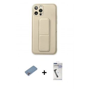 MARSİLYAN™- iPhone 12 Pro Kılıf Akış Doku - Şeffaf Uv Polymer Nano Ekran Koruyucu + Shine Kamera Lens Koruma Cam - GS