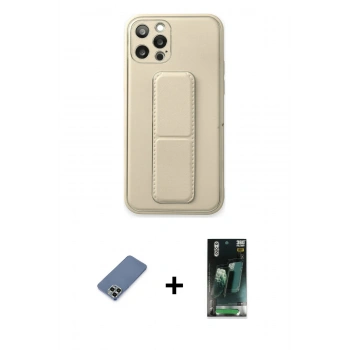 MARSİLYAN™- iPhone 12 Pro Kılıf Akış Doku - Siyah 360 Mat Full Body Arka Koruyucu + Metal Kamera Lens Koruma Cam - AKYL