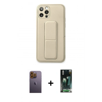 MARSİLYAN™- iPhone 12 Pro Kılıf Akış Doku - Siyah 360 Mat Full Body Arka Koruyucu + Neon Fosforlu Kamera Lens - SI