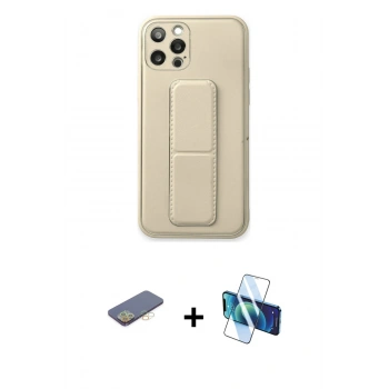 MARSİLYAN™- iPhone 12 Pro Kılıf Akış Doku - Siyah 3D Antistatik Cam Ekran Koruyucu + Renkli Kamera Lens Koruma Cam - SI