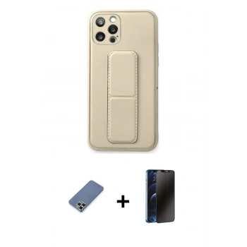 MARSİLYAN™- iPhone 12 Pro Kılıf Akış Doku - Siyah 3D Antistatik Hayalet Cam Ekran Koruyucu + Metal Kamera Lens Koruma Cam - AKYL