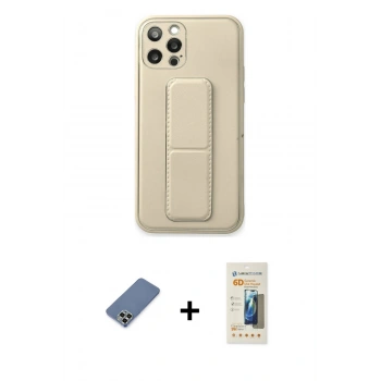MARSİLYAN™- iPhone 12 Pro Kılıf Akış Doku - Siyah 6D Mat Seramik Hayalet Nano Ekran Koruyucu + Metal Kamera Lens Koruma Cam - AKYL