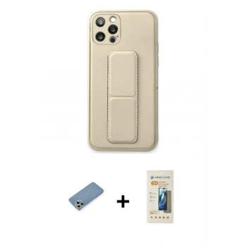 MARSİLYAN™- iPhone 12 Pro Kılıf Akış Doku - Siyah 6D Mat Seramik Hayalet Nano Ekran Koruyucu + Shine Kamera Lens Koruma Cam - GS
