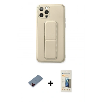 MARSİLYAN™- iPhone 12 Pro Kılıf Akış Doku - Siyah 6D Mat Seramik Hayalet Nano Ekran Koruyucu + Metal Kamera Lens Koruma Cam - KI